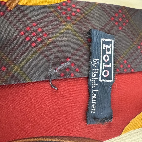 Polo Ralph Lauren Silk Tie Mens Burgundy Navy Plaid Equestrian Jockey Horse USA - Picture 8 of 9
